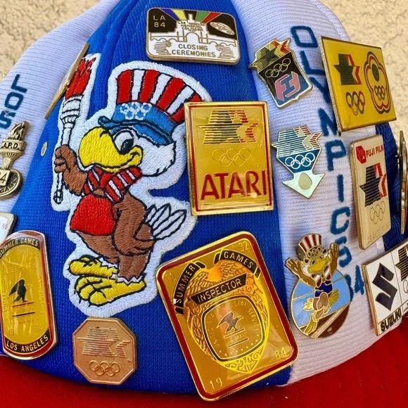 Vtg 1984 LA Olympics Hat W/vtg Olympics Pin’s USA certified